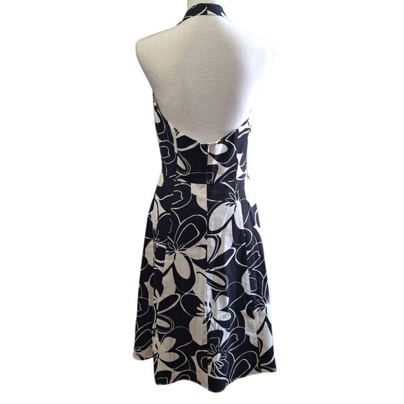 Vintage David Meister Dress Halter Womens 8 Gown Black White Zip Back USA Made - Picture 4 of 11